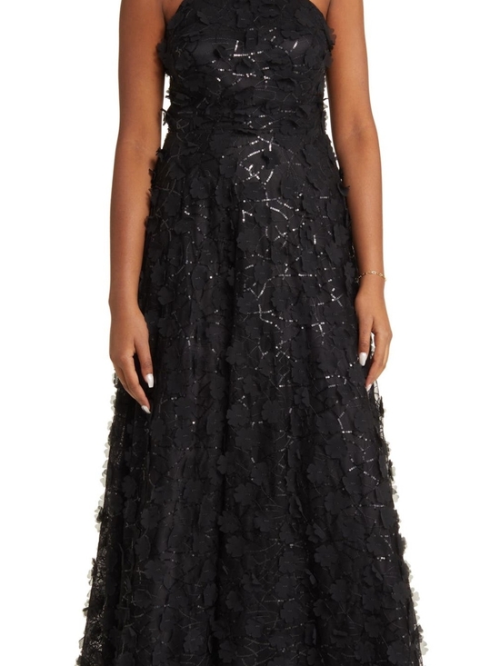 Eliza J Dresses & Skirts - Eliza J Black Strapless Floral Appliqué Gown